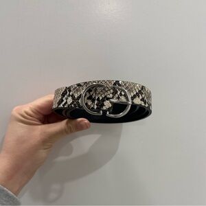 Dynamite Snakeskin Belt with Silver Buckle